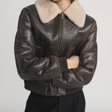 FRAME - The Shrunken Shearling Bomber -- Cardamom