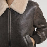 FRAME - The Shrunken Shearling Bomber -- Cardamom