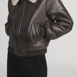 FRAME - The Shrunken Shearling Bomber -- Cardamom