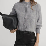 FRAME - The Cashmere Fleck Cardi -- Silver