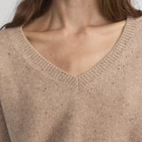 FRAME - The Cashmere Brushed V Sweater -- Light Camel