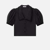 FRAME - The Velvet Trim Sailor Blouse -- Black