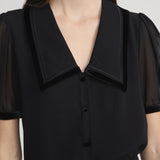 FRAME - The Velvet Trim Sailor Blouse -- Black