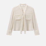 FRAME - Polka Dot Modern Tie Blouse -- Ecru Multi
