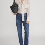 FRAME - Polka Dot Modern Tie Blouse -- Ecru Multi