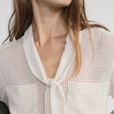 FRAME - Polka Dot Modern Tie Blouse -- Ecru Multi