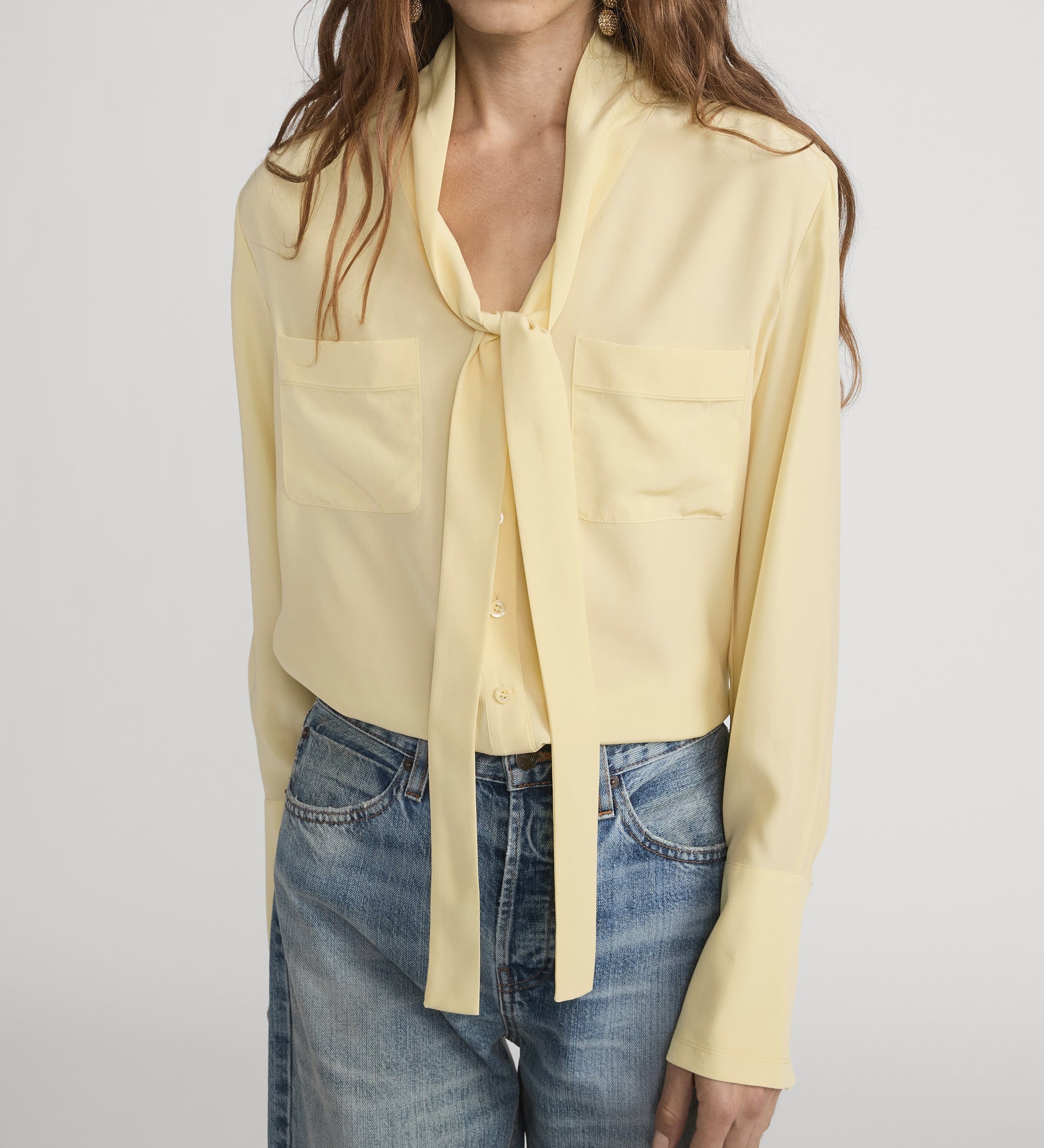 FRAME - The Silk Modern Tie Blouse