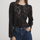 FRAME - The Lace Blouse -- Black