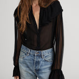 FRAME - The Tiered Statement Blouse -- Black