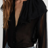 FRAME - The Tiered Statement Blouse -- Black