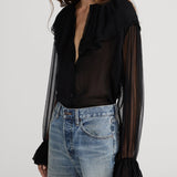 FRAME - The Tiered Statement Blouse -- Black