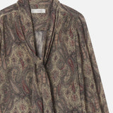 FRAME - The Paisley Silk Tie Blouse -- Ecru Multi
