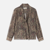 FRAME - The Paisley Silk Tie Blouse -- Ecru Multi