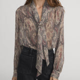 FRAME - The Paisley Silk Tie Blouse