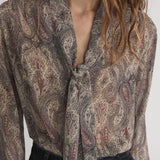 FRAME - The Paisley Silk Tie Blouse