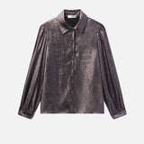 FRAME - The Shiny Staple Blouse -- Gunmetal
