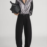 FRAME - The Shiny Staple Blouse -- Gunmetal