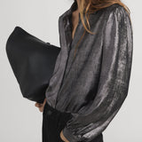 FRAME - The Shiny Staple Blouse -- Gunmetal