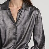 FRAME - The Shiny Staple Blouse -- Gunmetal