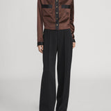 FRAME - Ritz Feminine Silk Blouse -- Chocolate Brown