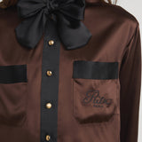 FRAME - Ritz Feminine Silk Blouse -- Chocolate Brown