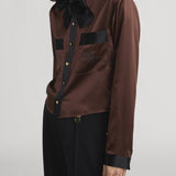 FRAME - Ritz Feminine Silk Blouse -- Chocolate Brown