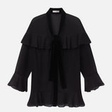 FRAME - Velvet Trim Modern Mini Dress -- Black