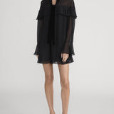 FRAME - Velvet Trim Modern Mini Dress -- Black