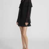 FRAME - Velvet Trim Modern Mini Dress -- Black