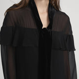 FRAME - Velvet Trim Modern Mini Dress -- Black