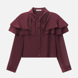 FRAME - The Silk Cape Blouse -- Cabernet