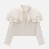 FRAME - The Silk Cape Blouse -- Cream