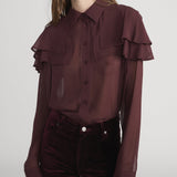 FRAME - The Silk Cape Blouse -- Cabernet