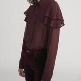 FRAME - The Silk Cape Blouse -- Cabernet