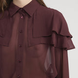 FRAME - The Silk Cape Blouse -- Cabernet