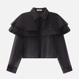 FRAME - The Organza Cape Top -- Black