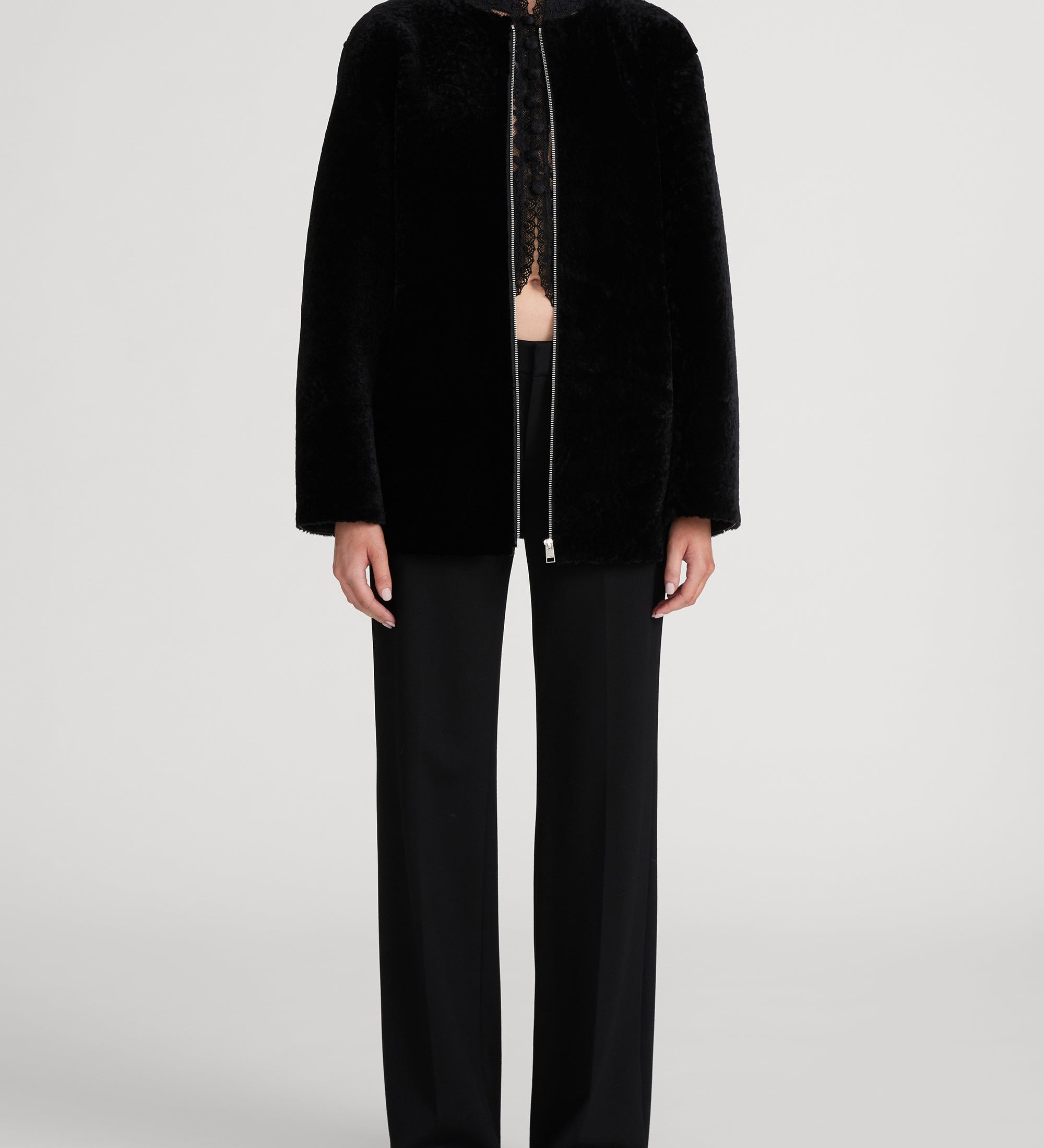 FRAME - The Collarless Shearling Coat