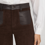 FRAME - The Suede And Leather Slim Palazzo Modernist Pocket