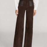 FRAME - The Suede And Leather Slim Palazzo Modernist Pocket