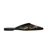 DÔEN - WREN MULE -- EMBROIDERED BLACK SATIN