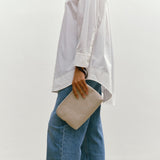 Metier - Wristlet Clutch Natural Linen With Elvis Cacao