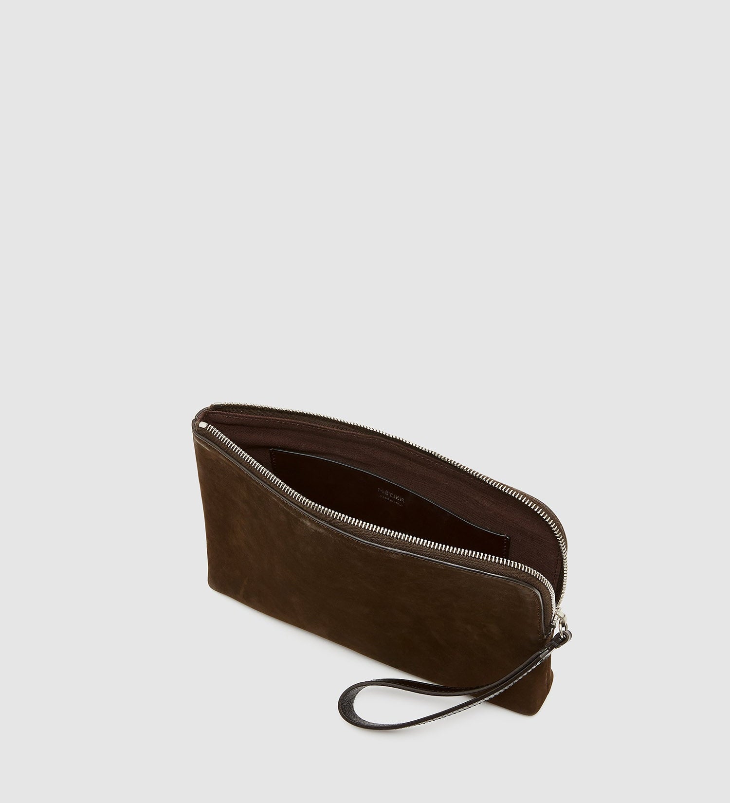 Metier - Wristlet Clutch Nubuck Chocolate with Elvis Cacao