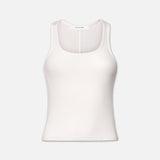 FRAME - Rib Scoop Neck Tank -- White