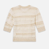 FRAME - The Short Sleeve Stitch Mix Sweater -- Cream Multi
