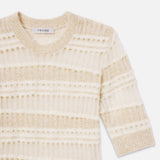 FRAME - The Short Sleeve Stitch Mix Sweater -- Cream Multi