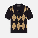 FRAME - The Argyle Short Sleeve Polo -- Navy Multi