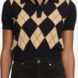 FRAME - The Argyle Short Sleeve Polo -- Navy Multi
