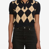 FRAME - The Argyle Short Sleeve Polo -- Navy Multi
