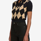 FRAME - The Argyle Short Sleeve Polo -- Navy Multi