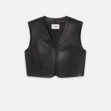 FRAME - The Leather Vest -- Black